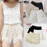 Quần Móc Đi Biển SIRENXI, Quần An Toàn Ren Polyester Rỗng, Ren Thời Trang Phong Cách Bohemian Phối Ren Quần Short Nữ