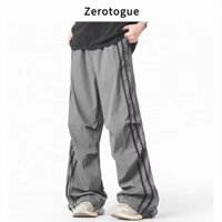 Quần nam mùa hè xu hướng mới thời trang đường phố cao cấp sọc nhanh khô quần ống rộng dáng rộng phù hợp với quần yếm cao cấp