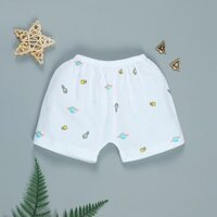 Quần ngắn in quả địa cầu IQ Baby màu trắng