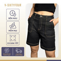 Quần Ngắn Jeans Nữ Cao Cấp VSIXTYFOUR Dáng Rộng Túi Hộp 2D Màu Xám Vải Demin Cotton Hiện Đại Trẻ Trung - 224WD2104B1050