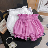 Quần ngắn mùa hè cho bé gái, quần lửng siêu mỏng cao cấp, quần phồng có viền cho bé gái mặc ngoài trời