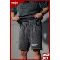 Quần Ngắn Nỉ Wash Phong Cách Bụi Bặm, Cũ Kỹ, GYMSQUAD, Quần ngắn tập gym sport nam, Vải Nỉ