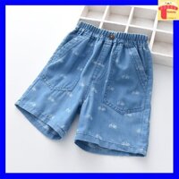 Quần ngố bé trai 2-10 tuổi hình xe đạp, Quần bò giấy cho bé hàng cao cấp vải mềm mỏng khỏe khắn thời trang