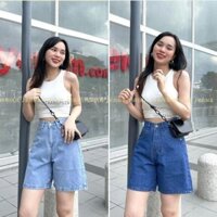 Quần ngố bò nữ demin may gấu chuẩn phom - quần short jean ngố lửng nữ
