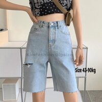 Quần ngố jean bigsize KimFashion,quần ống rộng cạp lưng cao Fullsize 45-90kg NBGD-15