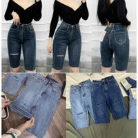 Quần Ngố Jean Co Giãn Rách Gối Size Trên 55kg Form Ôm Dáng QJ107D