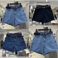 Quần Ngố Jean Nữ Cạp Cao Mỏng Màu Xanh Nhạt Quần Short Denim Quần Ống Rộng Giản Dị Bán Buôn Quần Nóng