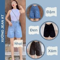 Quần ngố jean nữ ống suông  rộng baggy quần shorts bò jean nữ luung cạp cao