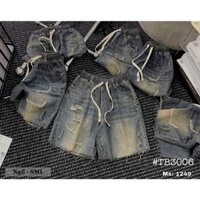 quần ngố jean rách nhẹ dây rút lưng thun đơn giản lk