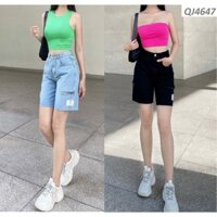 Quần Ngố Nữ Jeans Dáng Rộng - Rách Lưng Cao QJ4642