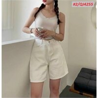 Quần Ngố Nữ Jeans Trắng Lưng Cao Bigsize Vải VNXK QJ4255