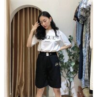 Quần ngố nữ ống rộng đẹp cạp chun co giãn vải đũi mềm mịn thoáng mát Q621 - ĐEN,S