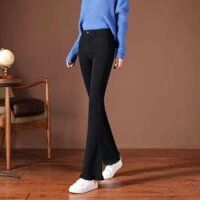 quần ngố nữ quần dài ống rộng nữ Quần jean nữ ống loe màu đen quần chín phân quần ống loe tôn dáng gầy cạp cao thân hình nhỏ mẫu mới mùa thu 2024 quần nữ