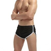 Quần ngủ nam có miếng lót nâng đỡ - vải lỗ thoáng mát - quần lót 2in1 cao cấp - quan ngu nam co lot trong - Đen,3XL  90kg-100kg