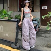 Quần Nhanh Khô Kiểu Mỹ Quần Lính Dù Bó Chân Thể Thao Xếp Ly Cạp Cao Thoải Mái Rộng Rãi Mẫu Mỏng Mùa Hè