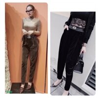 quần nhung cao cấp, quần nhung cạp chun nữ chất nhung mịn đẹp dày dặn co giãn tốt không xù lông, không dão