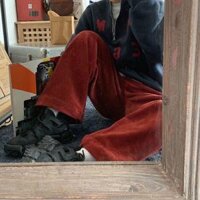 Quần Nhung Gân Ống Suông Dài Form Rộng Lưng Thun Unisex Nam Nữ - Liph Store - Đỏ