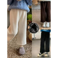 Quần nhung trẻ em quần nhung ống rộng lót nỉ dày ấm cho bé trai bé gái