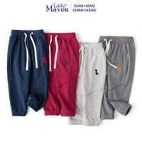 Quần nỉ 27 Kids bo gấu trơn màu thêu khủng long cho bé trai 2-7 tuổi MD1572 - Little Maven Chính Hãng