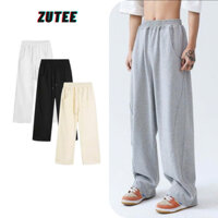 Quần nỉ 2da ống rộng vải nỉ 2da Track Pants ZUTEE Quần dài ống rộng nam nữ unisex thể thao màu xám