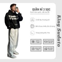 Quần nỉ 3 sọc thể thao Form rộng phủ giày chất liệu nỉ 2 da mềm mịn có dây rút điều chỉnh