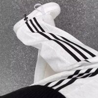 Quần Nỉ 3 Sọc Thể Thao QTINO Quần Form Suông Ống Rộng Phủ Giày Chất Liệu Nỉ 2 Da Kèm Dây Rút Gấu Q3S