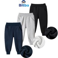 Quần nỉ bé trai gái lót lông mền mịn thời trang trẻ em thu đông Hàn Quốc Bitba