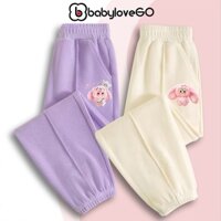 Quần nỉ cho bé gái BabyloveGO quần dài cho bé dáng jogger thể thao năng động in hình Baby Three siêu Hot