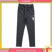 Quần nỉ cho bé lót lông, Quần legging bé gái size đại 7-16 tuổi thêu đáp chữ M kiểu dáng thời trang dày dặn không bai xù