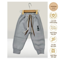 Quần Nỉ Chun Dây Rút Cho Bé Bo Chân Thêu Hình Thỏ Xinh Xắn Ấm Áp