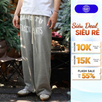 Quần nỉ in logo Gali studio nam nữ thời trang unisex nam menswear, quần ống rộng form suông dễ phối