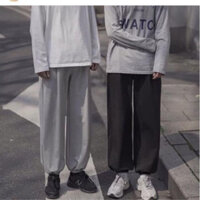 Quần Nỉ Jogger Trơn Ống Rút Dáng Rộng Unisex 2 Màu - C002