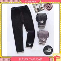 Quần nỉ lót lông cho bé 3-7 tuổi thêu hoa và trái tim dáng ôm cực ấm kiểu dáng dễ thương