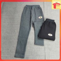 Quần nỉ lót lông cho bé size đại 7-16 tuổi thêu đáp chữ M kiểu dáng ôm dày dặn không bai xù