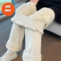 Quần nỉ lót lông NINI siêu ấm, quần nữ mùa đông giữ nhiệt N02