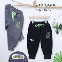 Quần Nỉ Lót Lông Thêu Gấu Cho Bé 11-22Kg