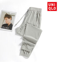 Quần nỉ nữ mùa hè Uniqlo Quần nỉ nhẹ thoáng khí cạp cao dáng rộng Quần nữ thông thường
