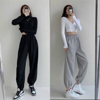 Quần Nỉ Nữ Ống Rộng Bo Gấu Bigsize Quần Bom Kiểu Dáng Jogger Unisex