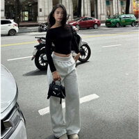 Quần nỉ thu đông cạp gấp style Hàn Quốc cho nữ