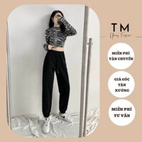 Quần nỉ tổ ong jogger nữ dài bo gấu mùa thu đông dày dặn form rộng kiểu dáng thể thao - TM Young Fashion