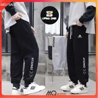 Quần nỉ trẻ em lót lông nhung size đai 9_16 tuổi chữ S bo gấu dày dặn dáng thời trang