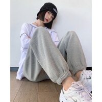 Quần nỉ trơn basic, kiểu quần jogger bo gấu chất vải nỉ dày dặn freesize