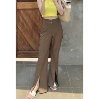 quần nỉ trơn bo gấu quần jogger nữ ống rộng