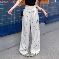 Quần nơ ren KINGQUEEN, Quần dây rút thắt lưng cao cho nữ, Quần rộng đơn giản dáng rộng ngọt ngào Baggy mùa xuân