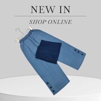 Quần nữ  9 tấc ống rộng nút lai mô đen jean giấy lụa mềm mịn mát