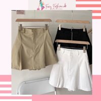 Quần nữ giả váy lưng chun chất kaki [Quần short nữ giả váy] có lót bên trong