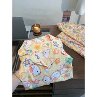 Quần Nữ Màu Vàng Dài Tay Loungewear Hoạt Hình HelloKitty Bộ Đồ Ngủ Hello Kitty Dễ Thương Phù Hợp Với Mùa Đông Xuân Thu