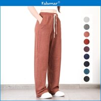 Quần Nữ Ống Đứng/Suông FALUMAR Bigsize Tôn Dáng Chất Liệu Len Xốp Chống Nhăn, Quần Dài Xuông Nữ Ống Rộng Cạp Chun Có Túi