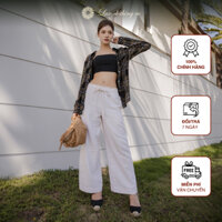 Quần Nữ Ống Rộng Bamboo Pant Màu Be chất vải Rayon và Linen thương hiệu Lux Clothing