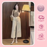 Quần Nữ Ống Suông Đứng Chất Liệu Kaki Cạp Cao Kèm Đai Dáng Lỡ - Sakura_Store_1188